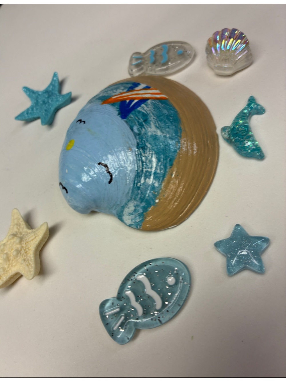 Handcrafted Hand Painted Beach Shell Coastal Surf Ocean Decor Bundle